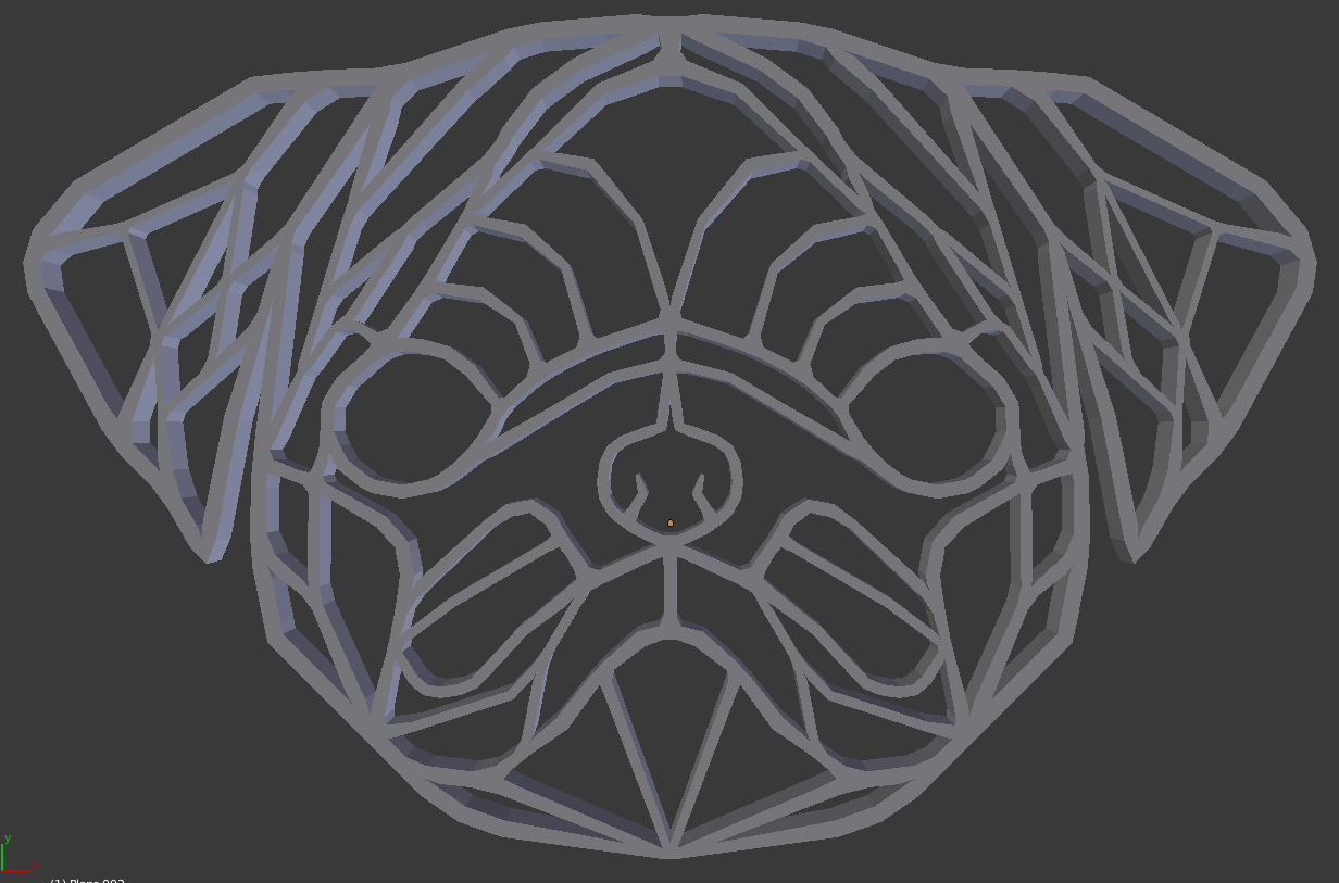 Pug wireframe wall sculpture 2D