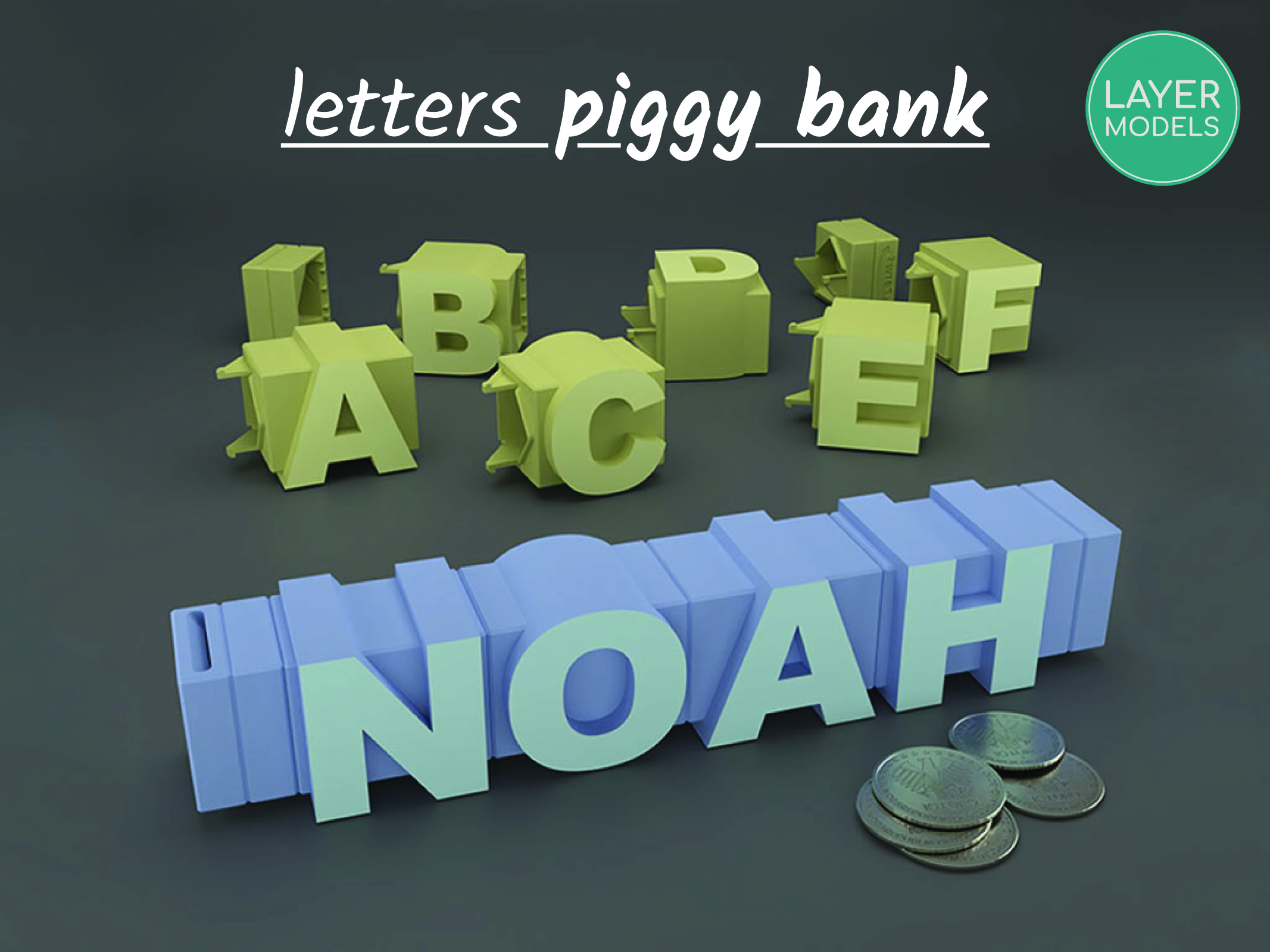 LetterBank: The personalized Piggy Bank - Standard Font