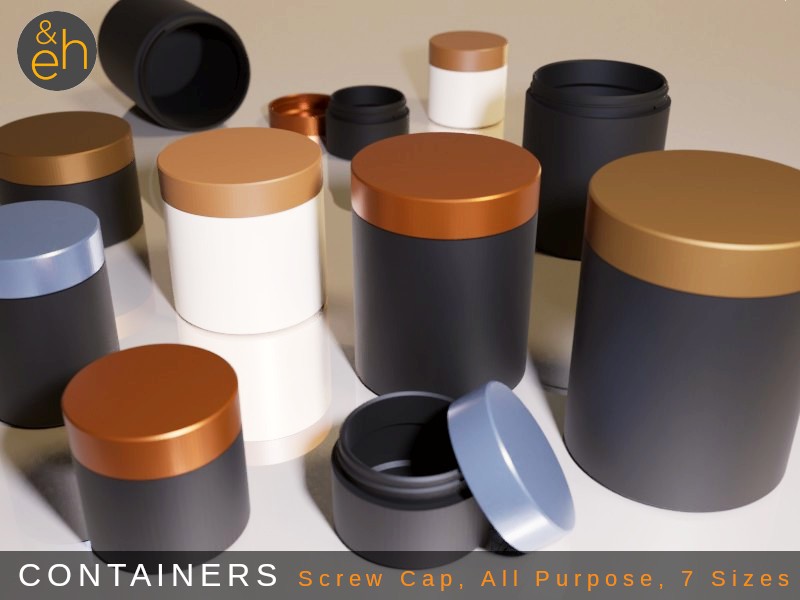 Container - Screw Cap, 4 Sizes, All Purpose - Tin, Box, Can