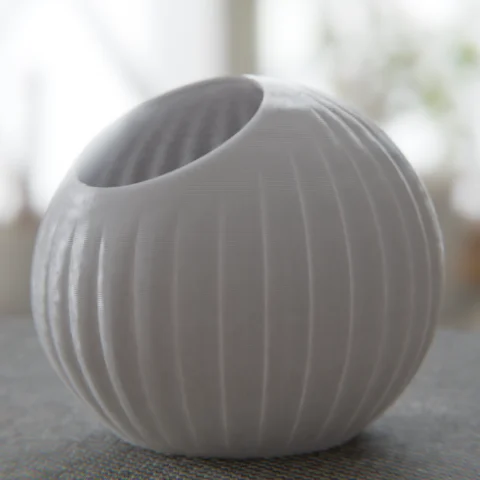 Vertically striped spherical planter
