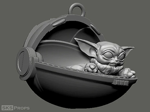 Grogu Baby Yoda with Pram Ornament