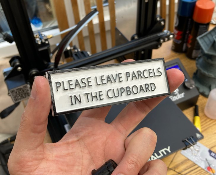 Please leave parcels in the Porch/Cupboard Sign