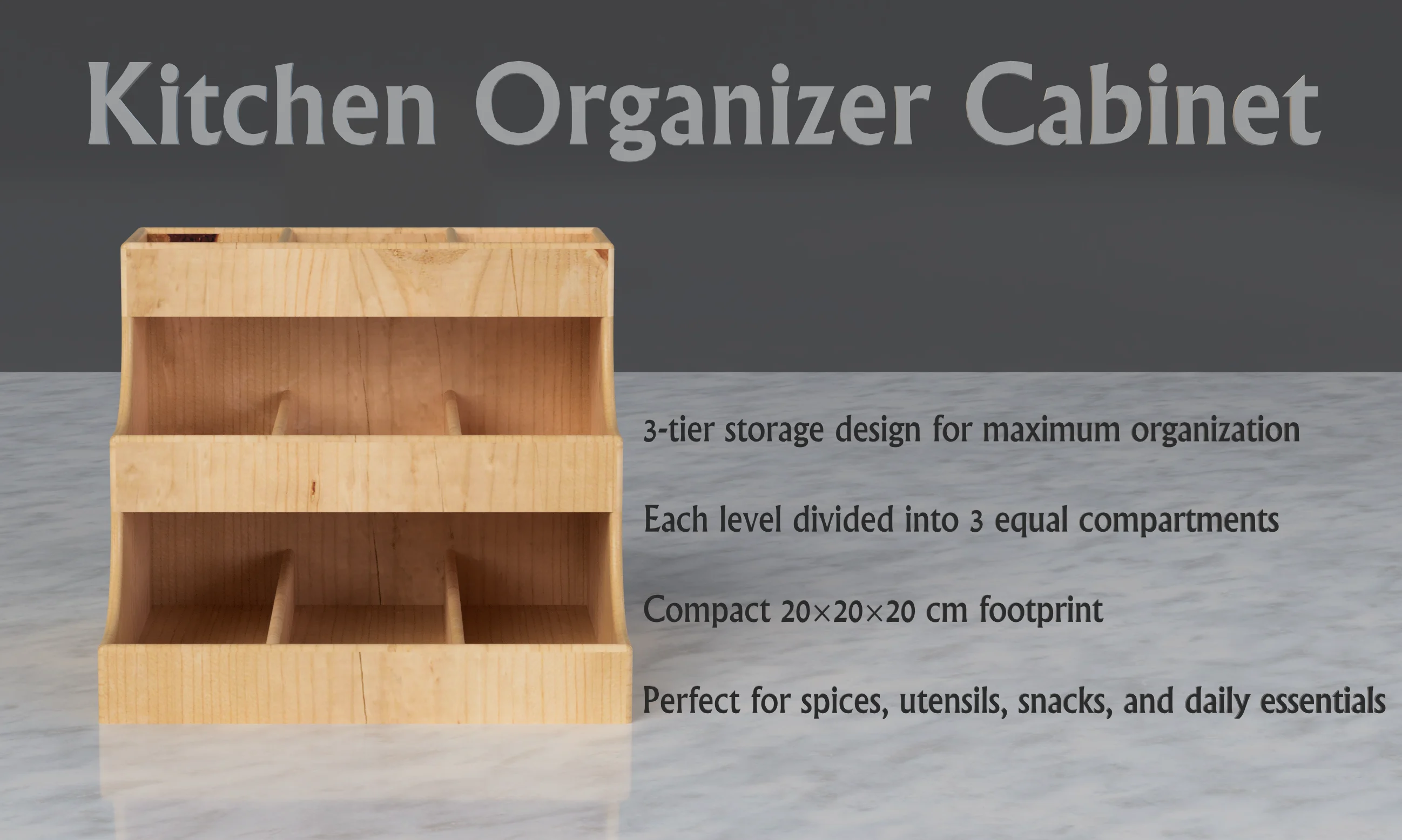 Kitchen Organizer Cabinet - For Cutlery, Spices, Snacks, Ziplock bag rolls