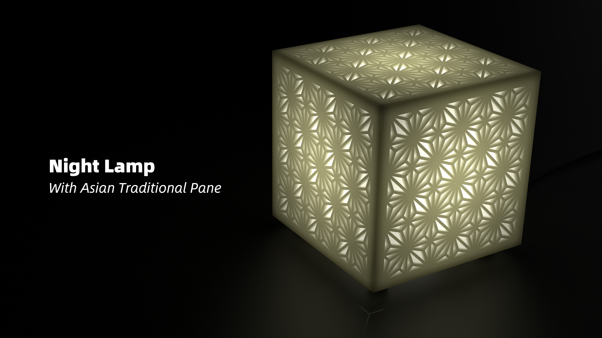 Night Lamp With Asian Traditional Pane
