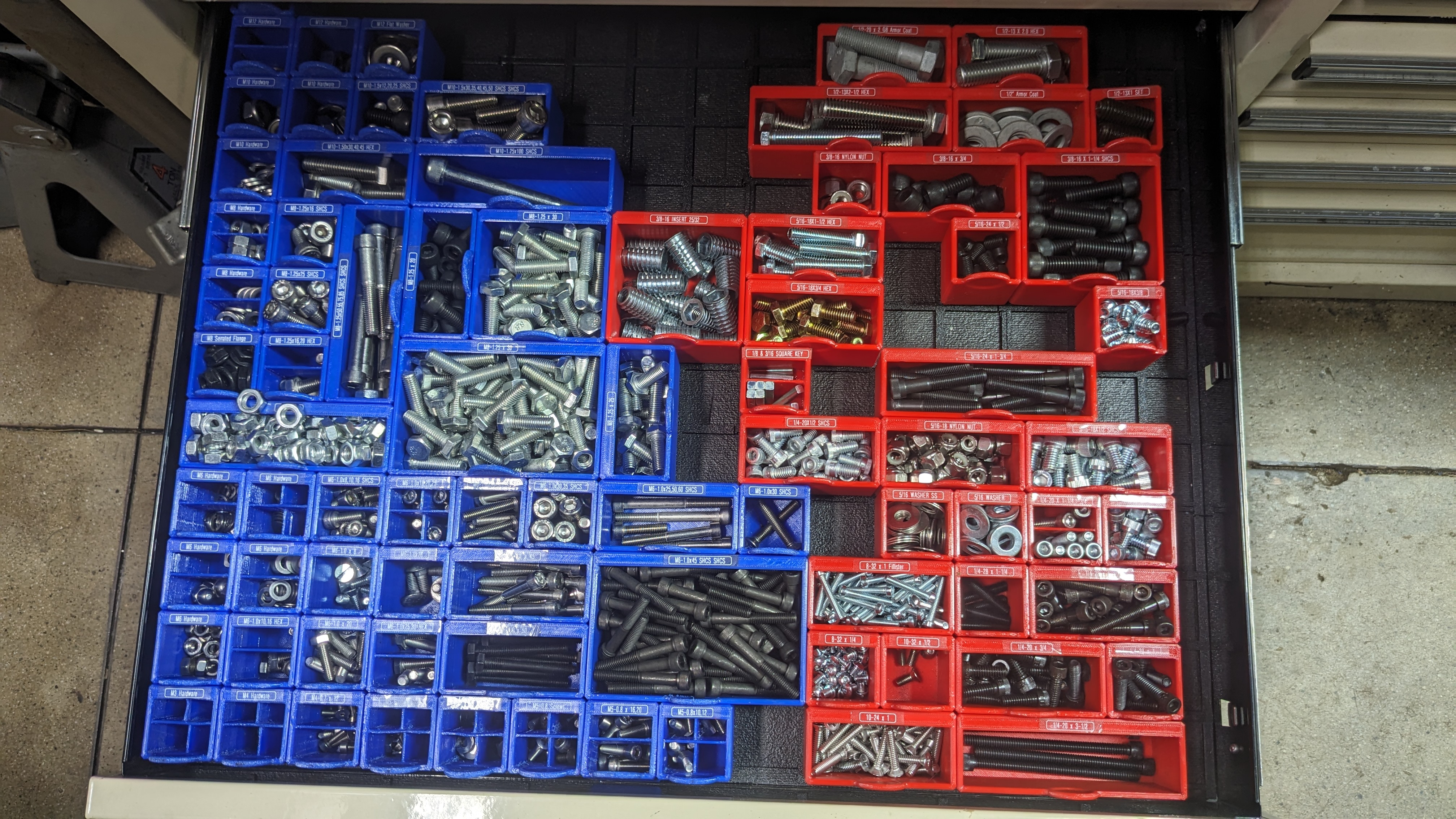 Hardware Storage System for Toolchest Drawer