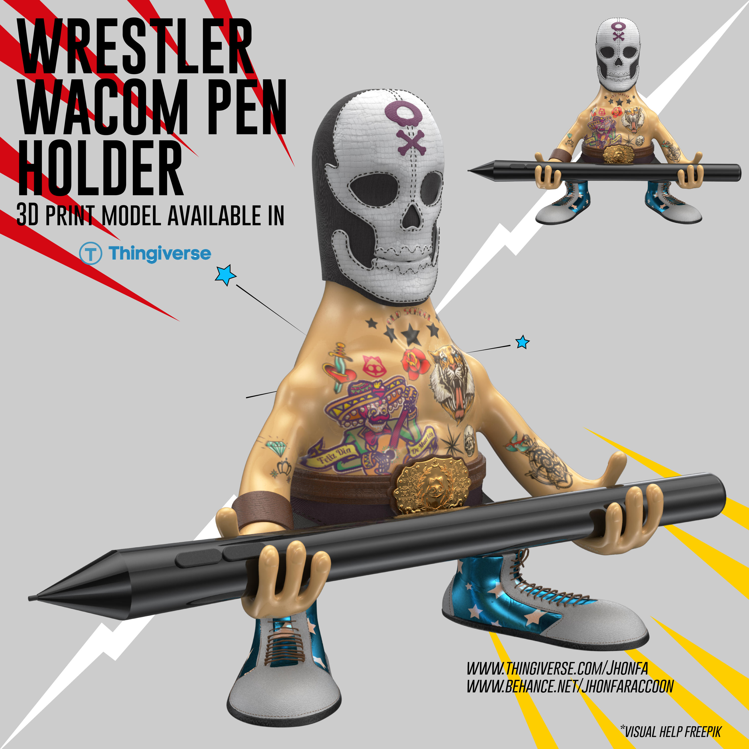 Wrestler Wacom Pen Holder