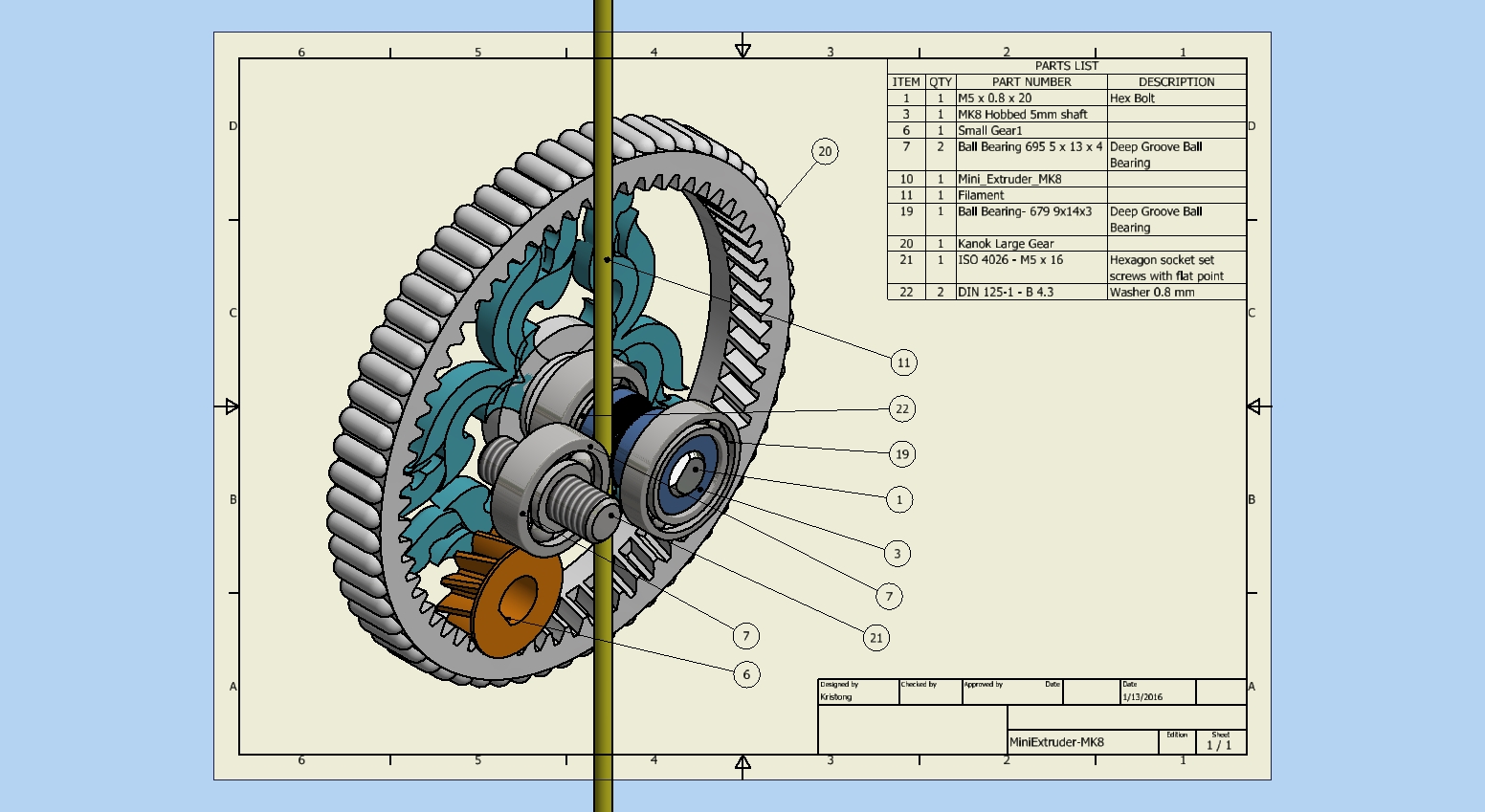 MiniExtruder MK8 for Kossel