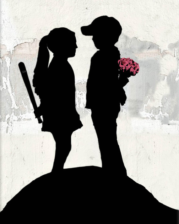 Banksy: mace and flowers