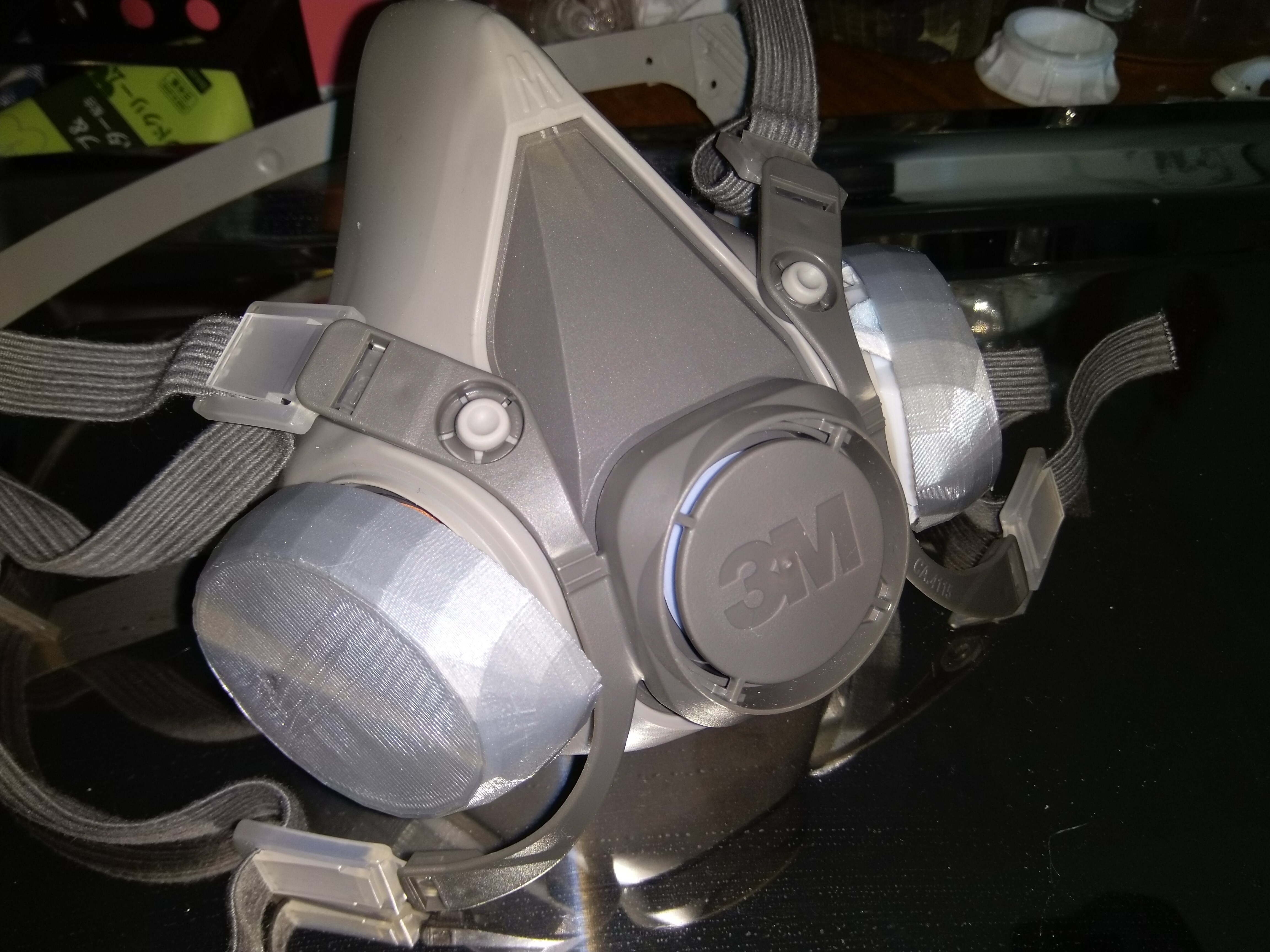 Surgical mask filter holder (3M 6000s Compatible) (bayonet type respirator may fit?)