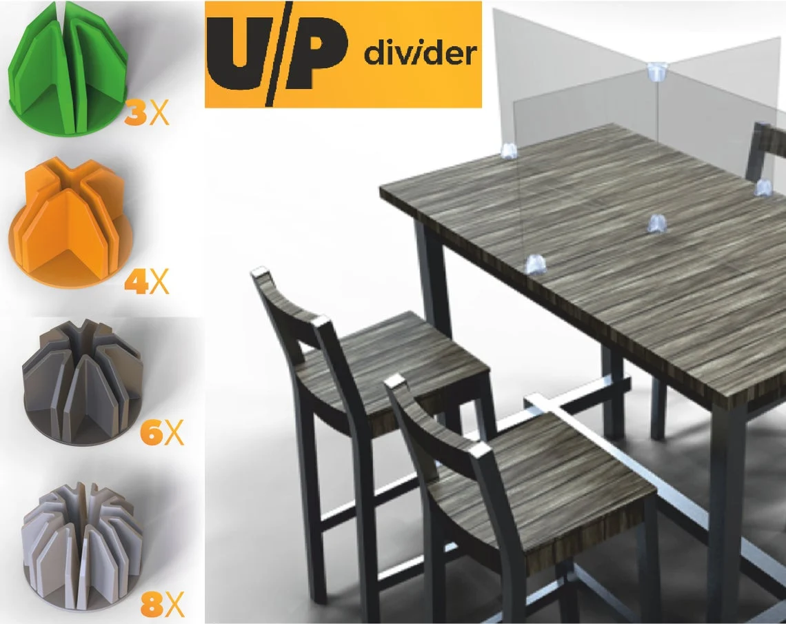 Adhesive Sneeze Guard Holder | Plastic Sheet Bracket | Partition Sheet Mount | Table Divider Bracket