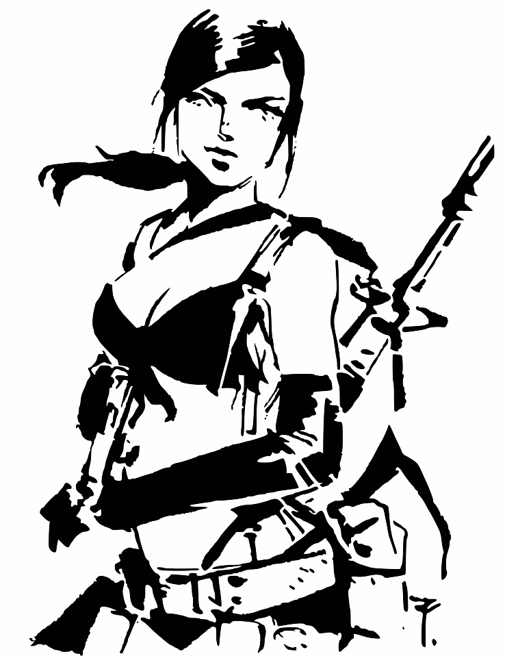 Gun Girl stencil 3