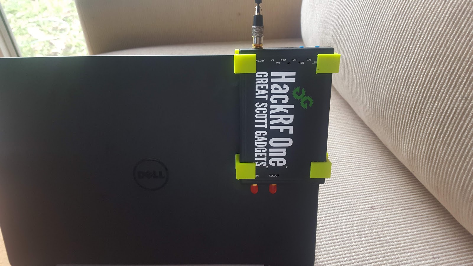 HackRF One laptop holder