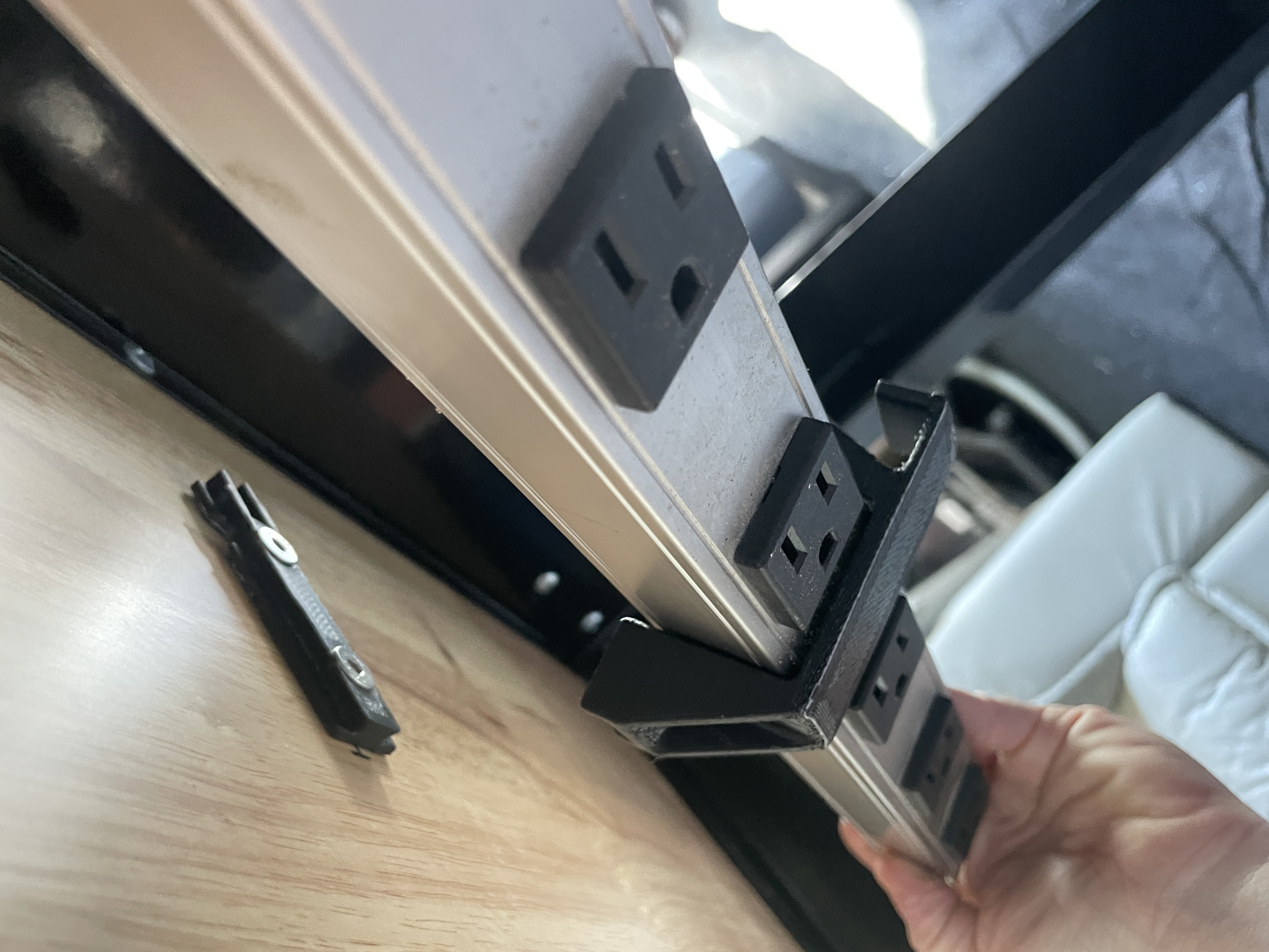 Under Desk Power Rail Slide On Fastener System