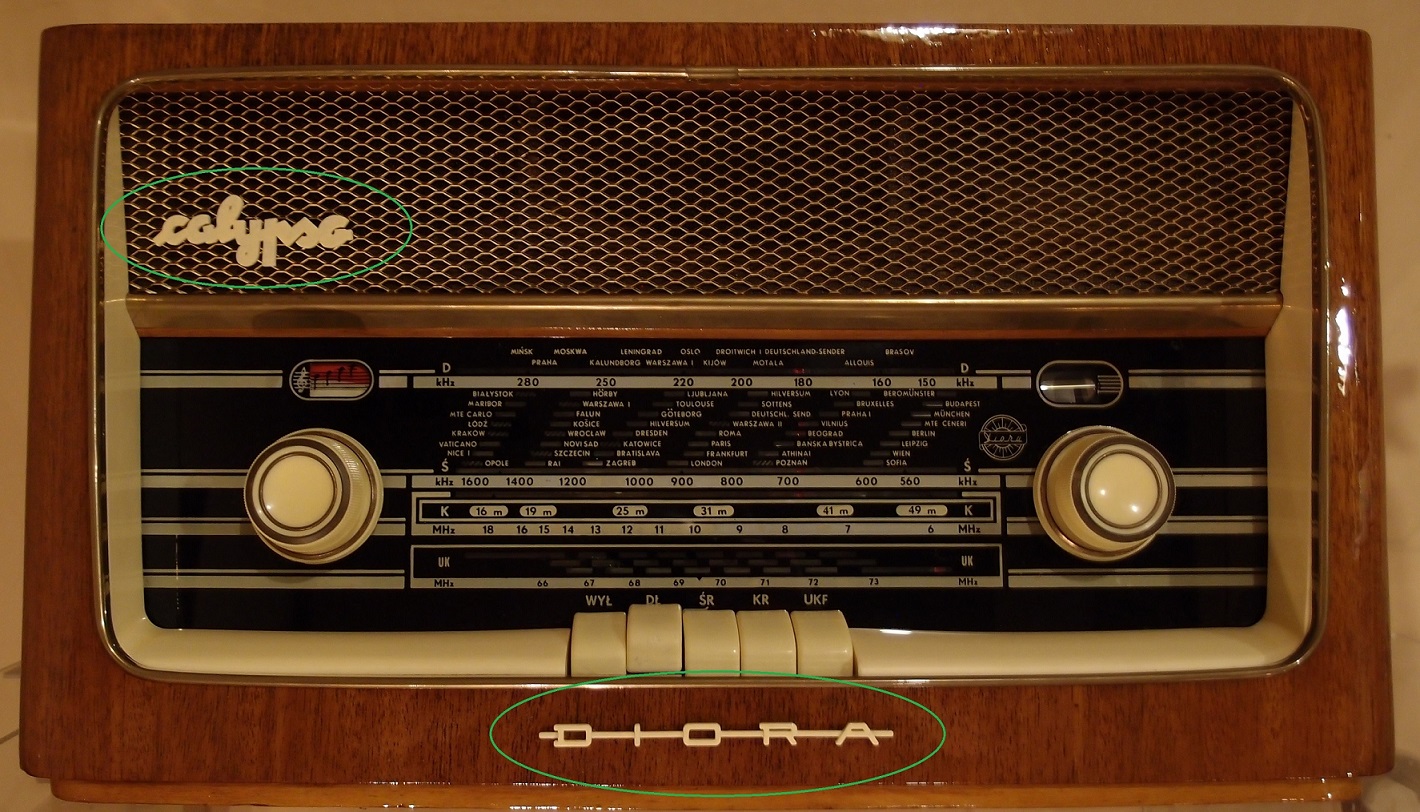 Logo inscription DIORA CALYPSO (old radio, emblemat)