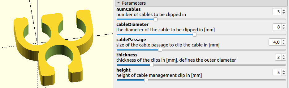 Parametrizable Cablemanager (openSCAD)