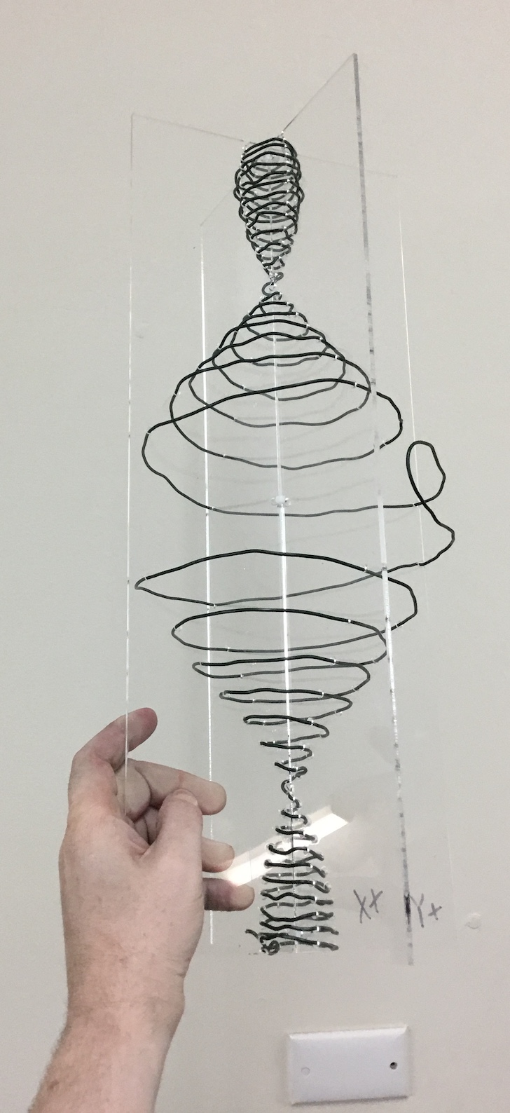 Feynman Amplitude Spiral - Double slit probabilities (Lasercut wire)