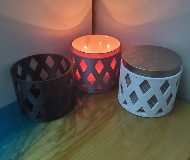 3-wick Candle Holder [Weave Design] (For Bath and Body Works Candles)