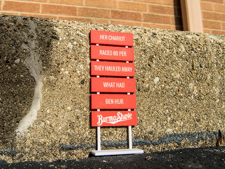 Customizable Miniature Burma-Shave Road Sign