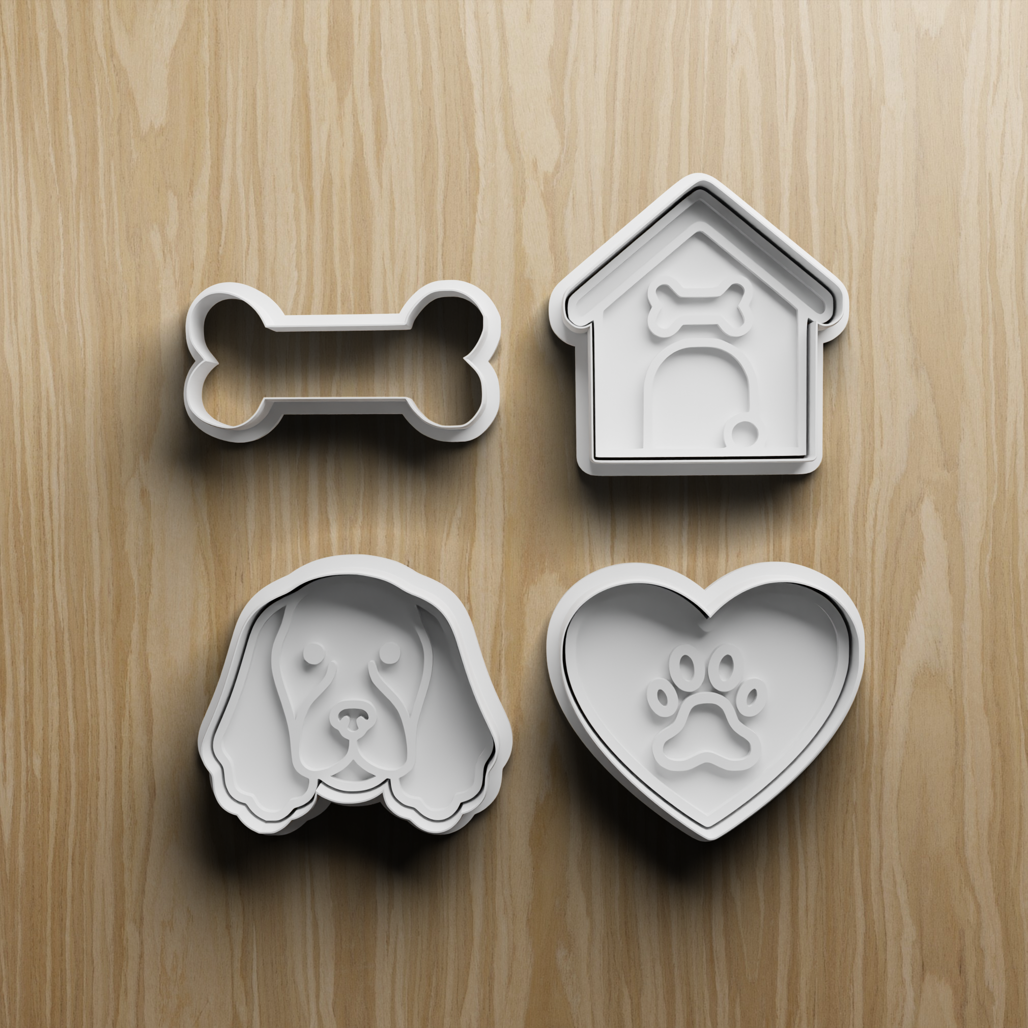 4-Piece Dog Cookie Cutter STL Set,  3D Printable Digital File