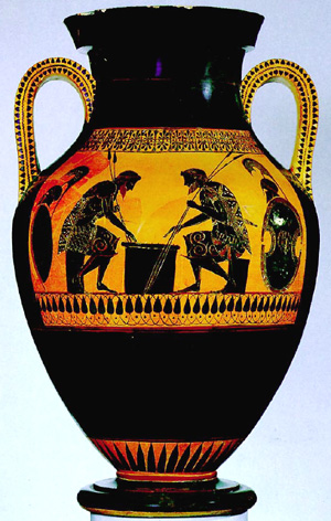 Greek Vase Homage [Greek 500 bce bilingual vase inspired]