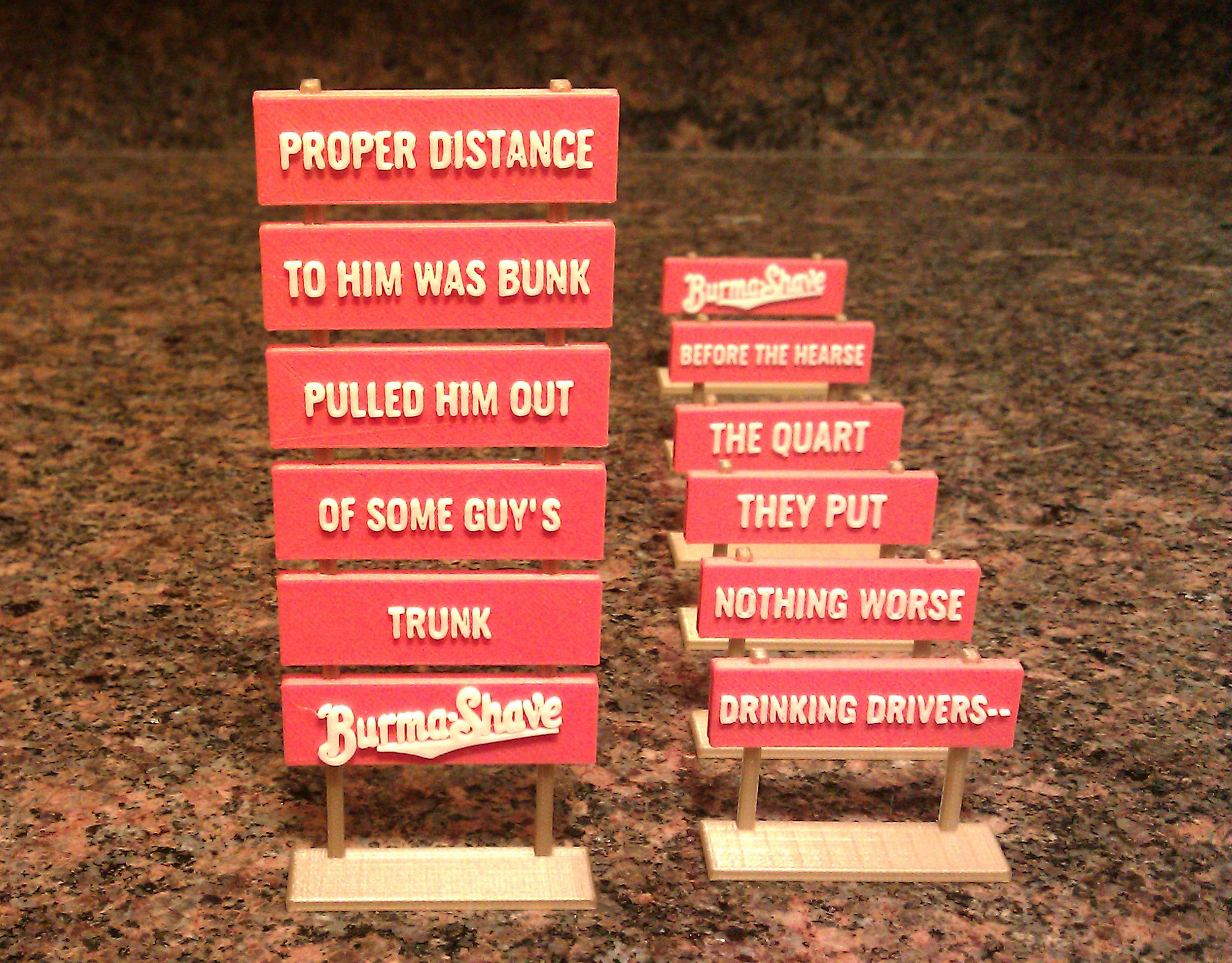 Customizable Miniature Burma-Shave Road Signs Redux