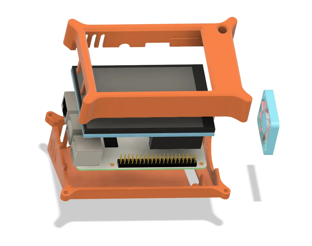 Screwable case for Raspberry Pi + 3.5" Display + Fan // Klipper // Octoprint
