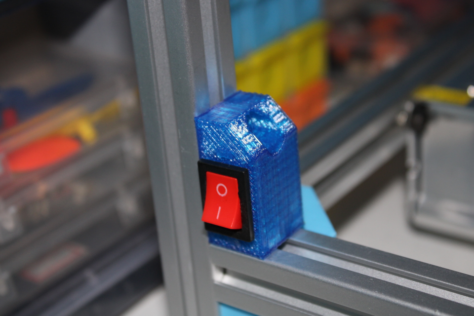 Rocker switch holder cum corner for 2020 extrusion
