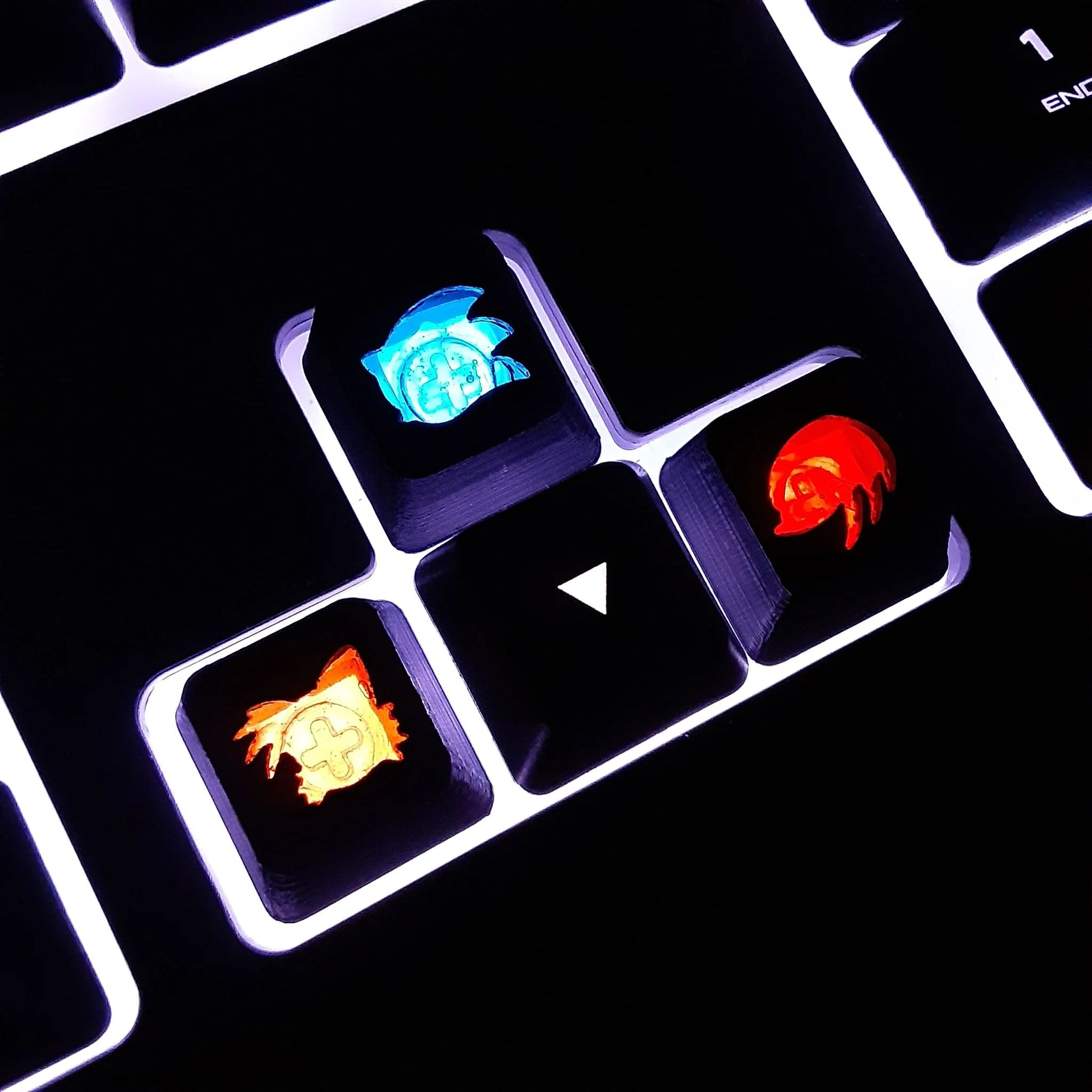 Sonic Tails and Knuckles Backlit Keycaps