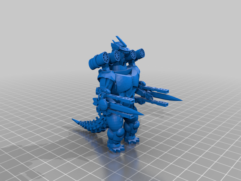 MechaGodzilla with pods and railguns