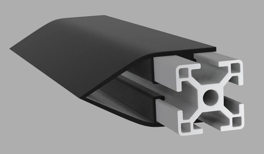 Solar Panel Airfoil profile (rear) for 3030 extrusion for roof mount on a van or camper
