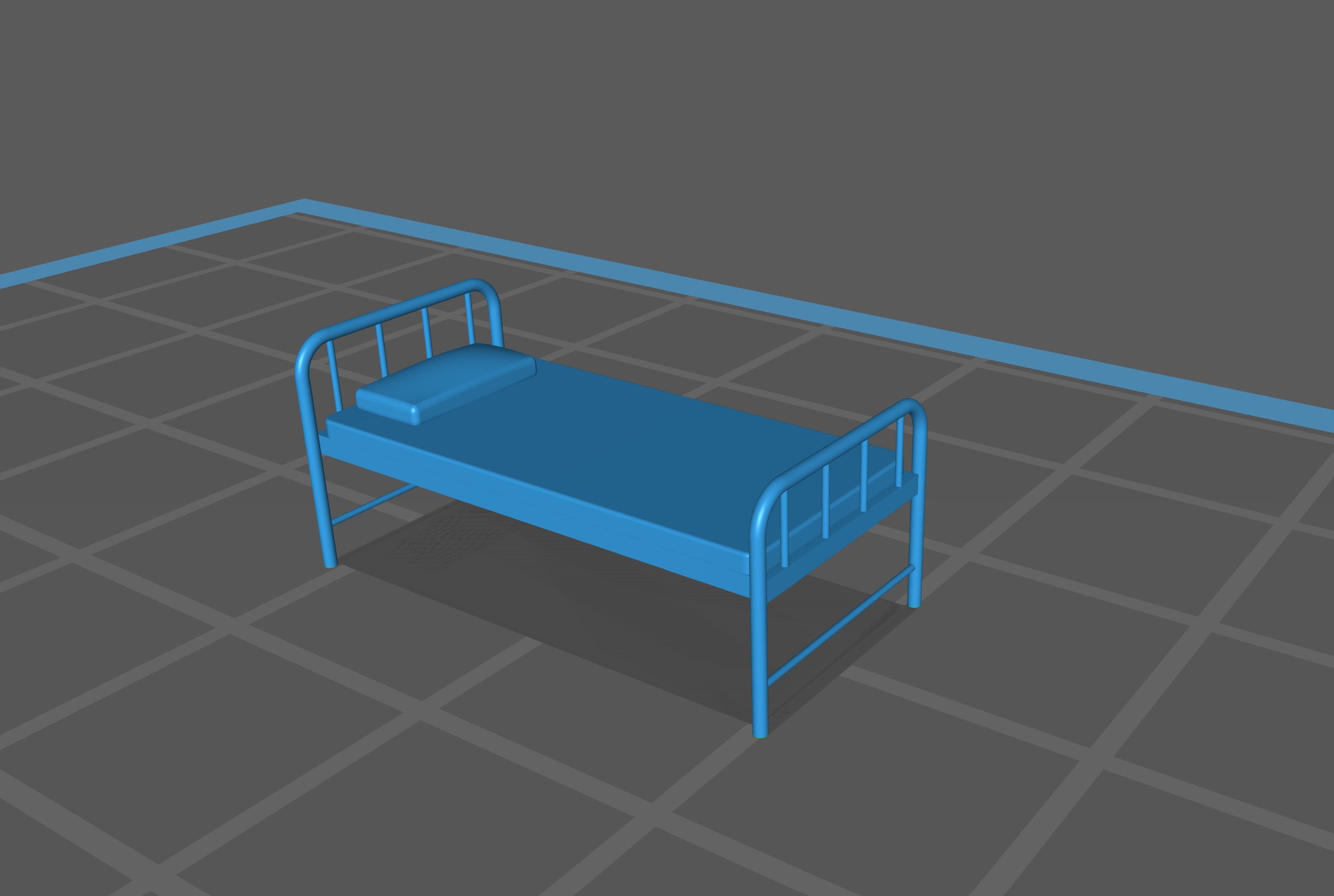 Simple Hospital Bed 1:100 Scale (1/8" = 1'-0")