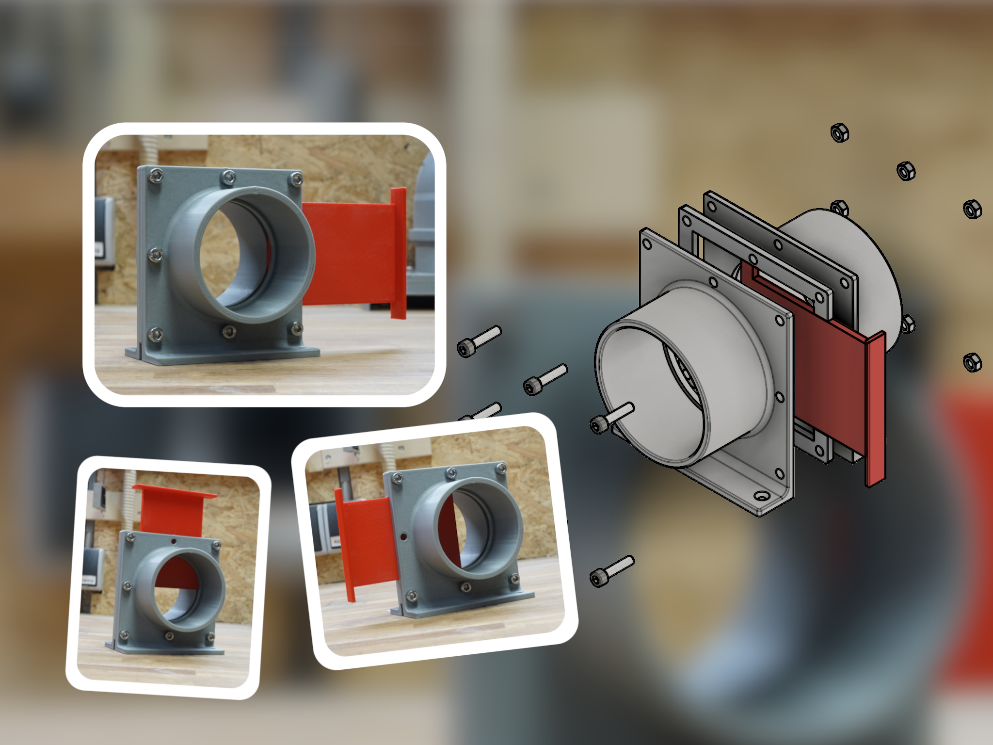 Wall-Mount Blast Gate for DN50, DN75 & DN90 Ducting