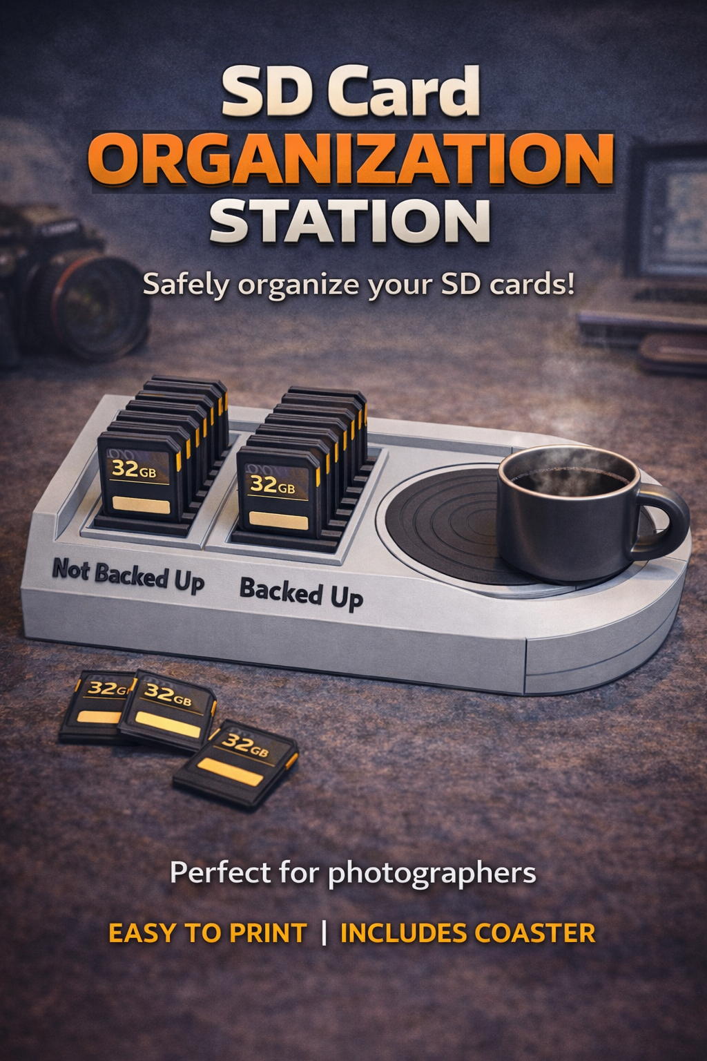 SD Card Organization Station - SD Card Coaster Organizer