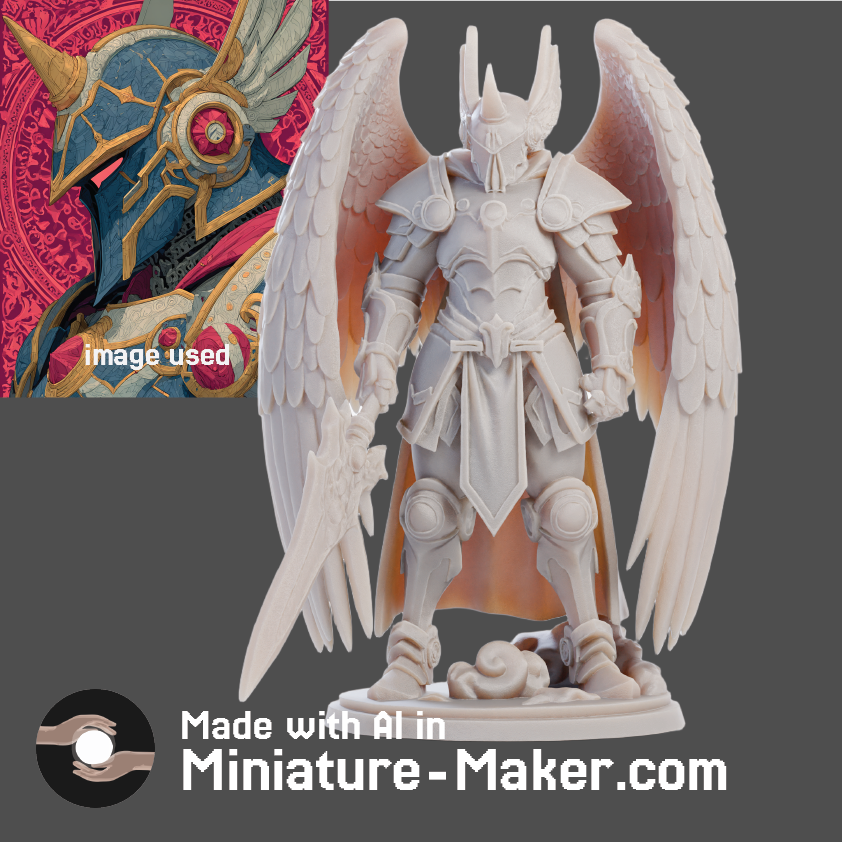Winged Angel Knight - Fantasy Warrior Miniature - DND RPG