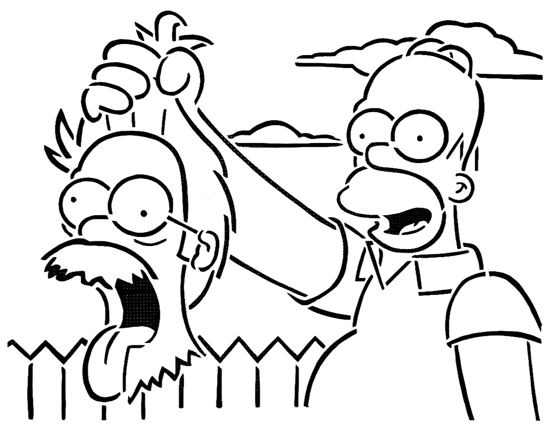 Homer and Ned stencil