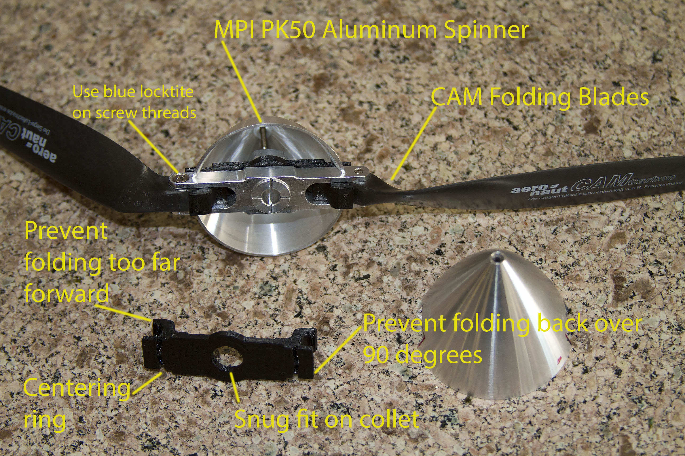 Prop stopper for RC folding props (Parameterized)