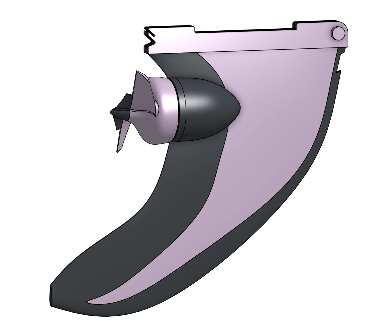Paddleboard fin with motor mount + Propeller
