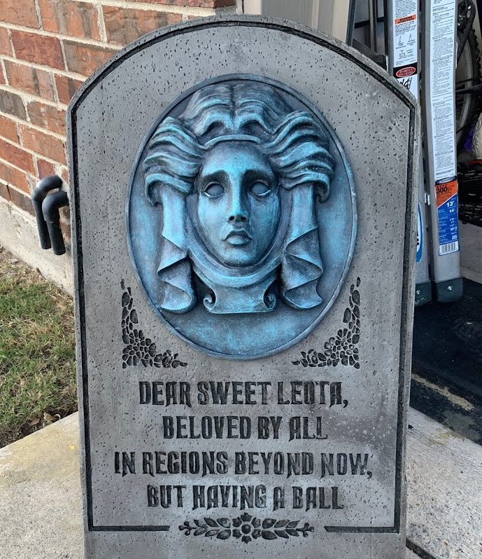 MADAME LEOTA TOMBSTONE PLAQUE AND ANIMATRONICS