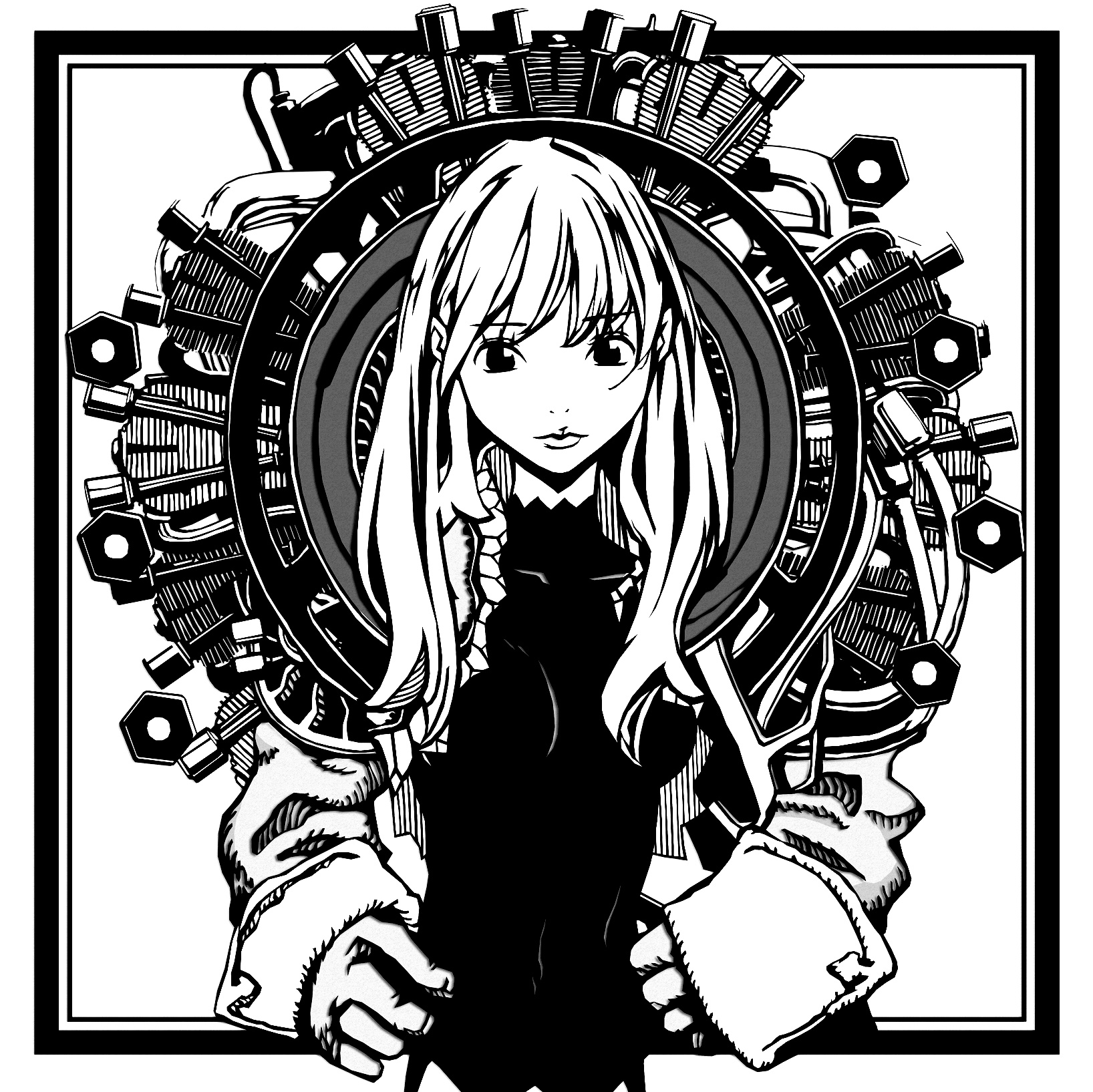 japanese kawaii girl stencil