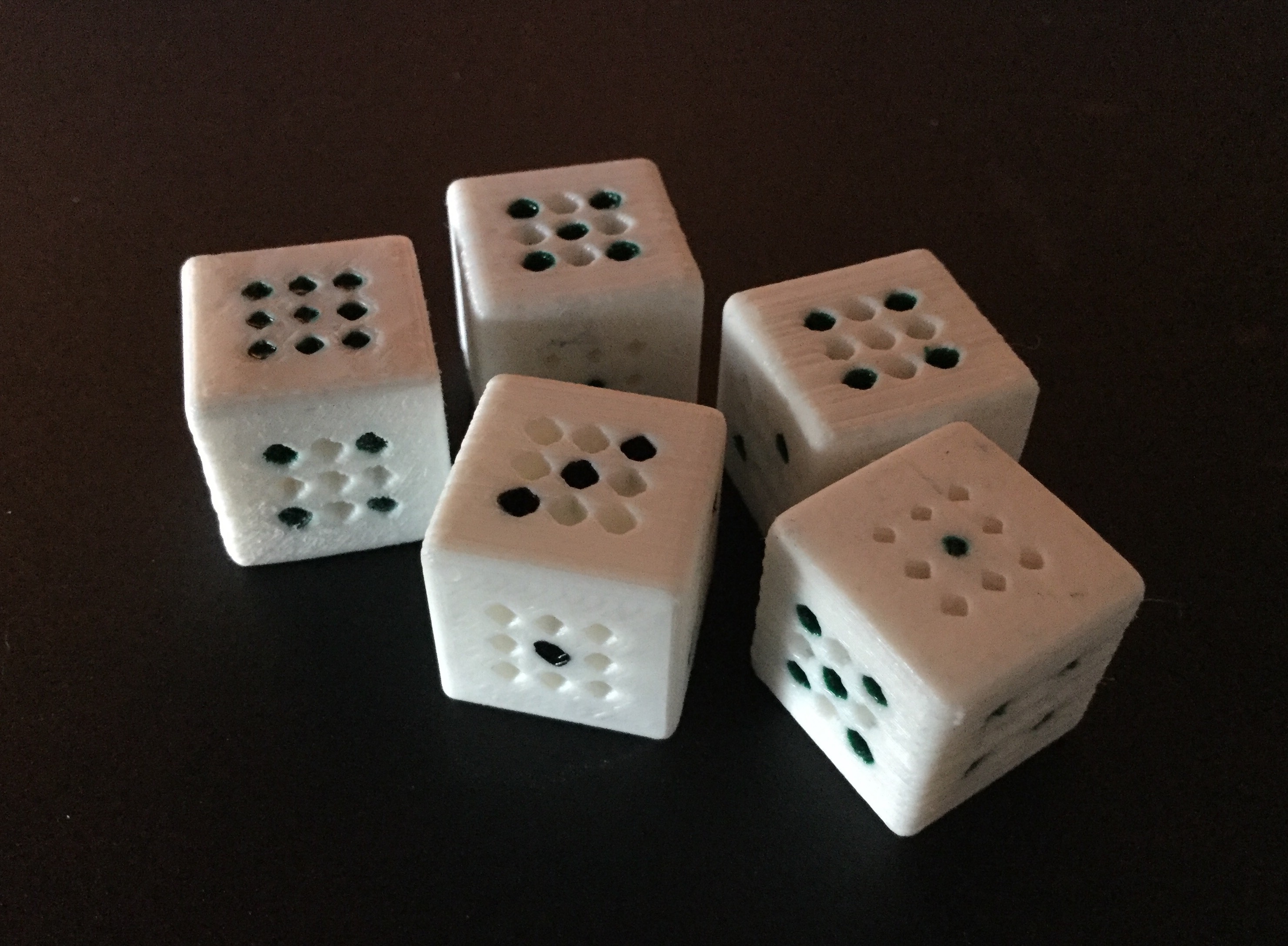 Dotted dice - d6, d0-5, and d9-9