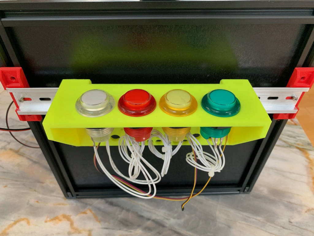 Din Rail mount for 30mm Arcade Buttons and an Adafruit controller