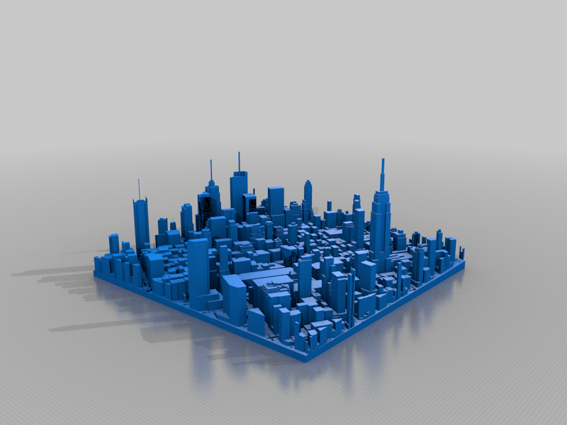1km squared model of new york city block with empire state building