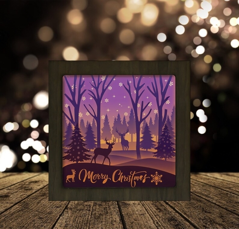 Deer in The Winter Forest light box