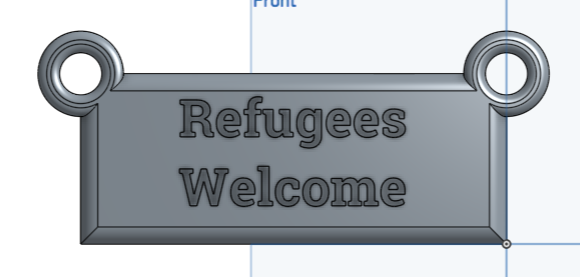 Refugees Welcome Hanging Sign