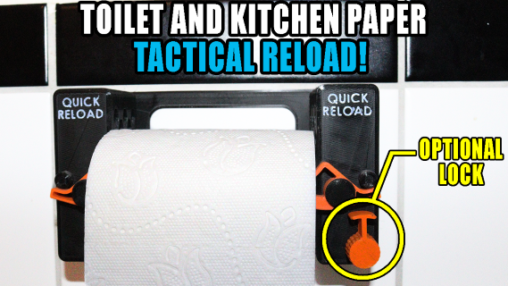 Quick Reload Toilet Paper Holder (Plans for non-3D printer owners available)