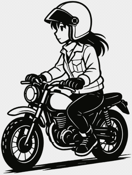 Girl on Motorcycle – 2D Wall Art