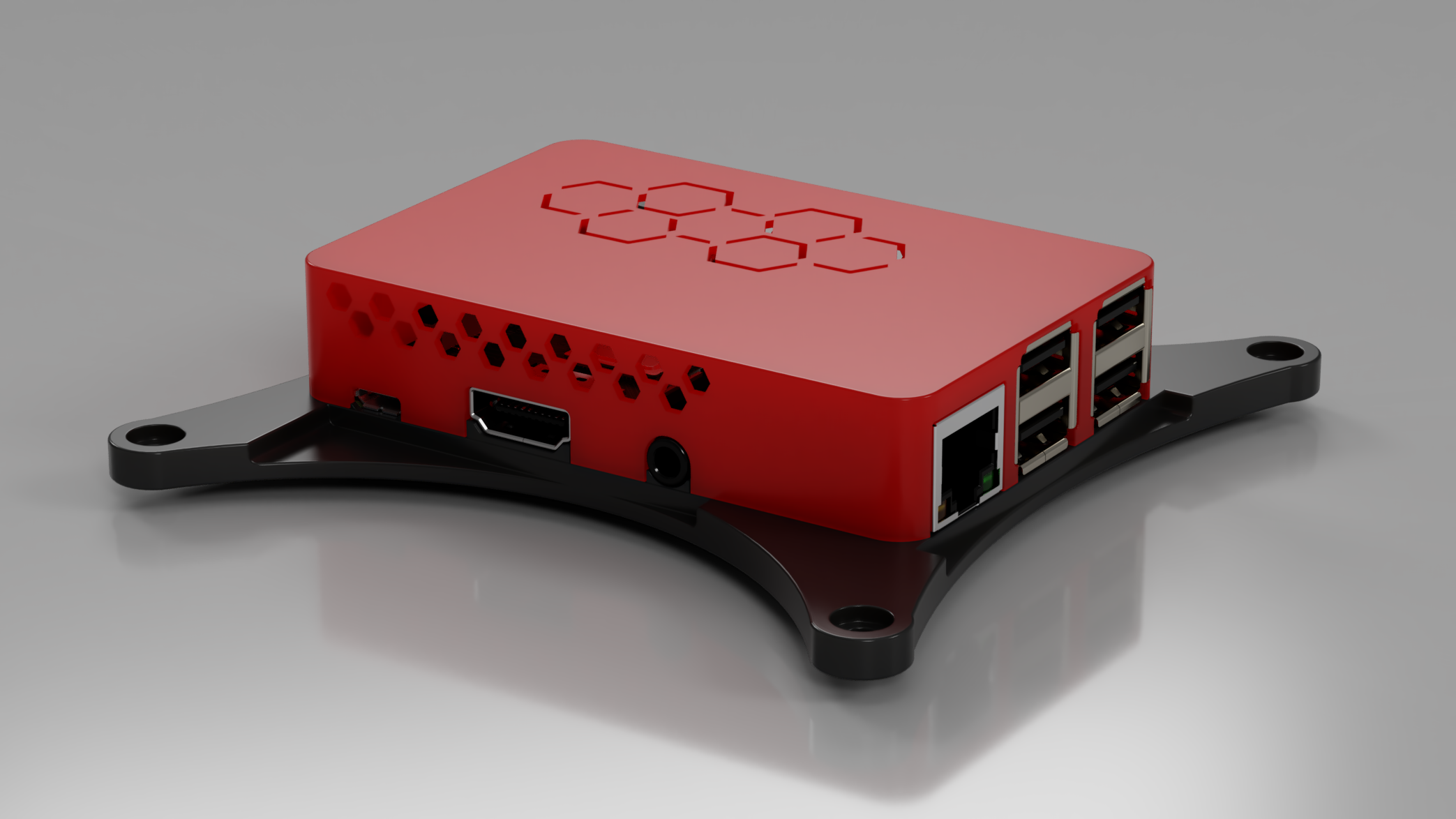 Case for Raspberry PI (2/3) with a VESA100 mounting plate.