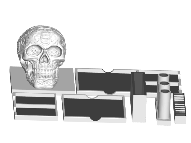 Celtic Skull Postit Note, Pen, USB, SD, Micro-SD Holder (Modular Office Desk Organizer)