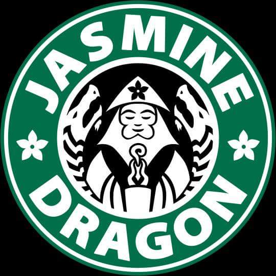 Jasmine Dragon Logo in the Style of Starbucks