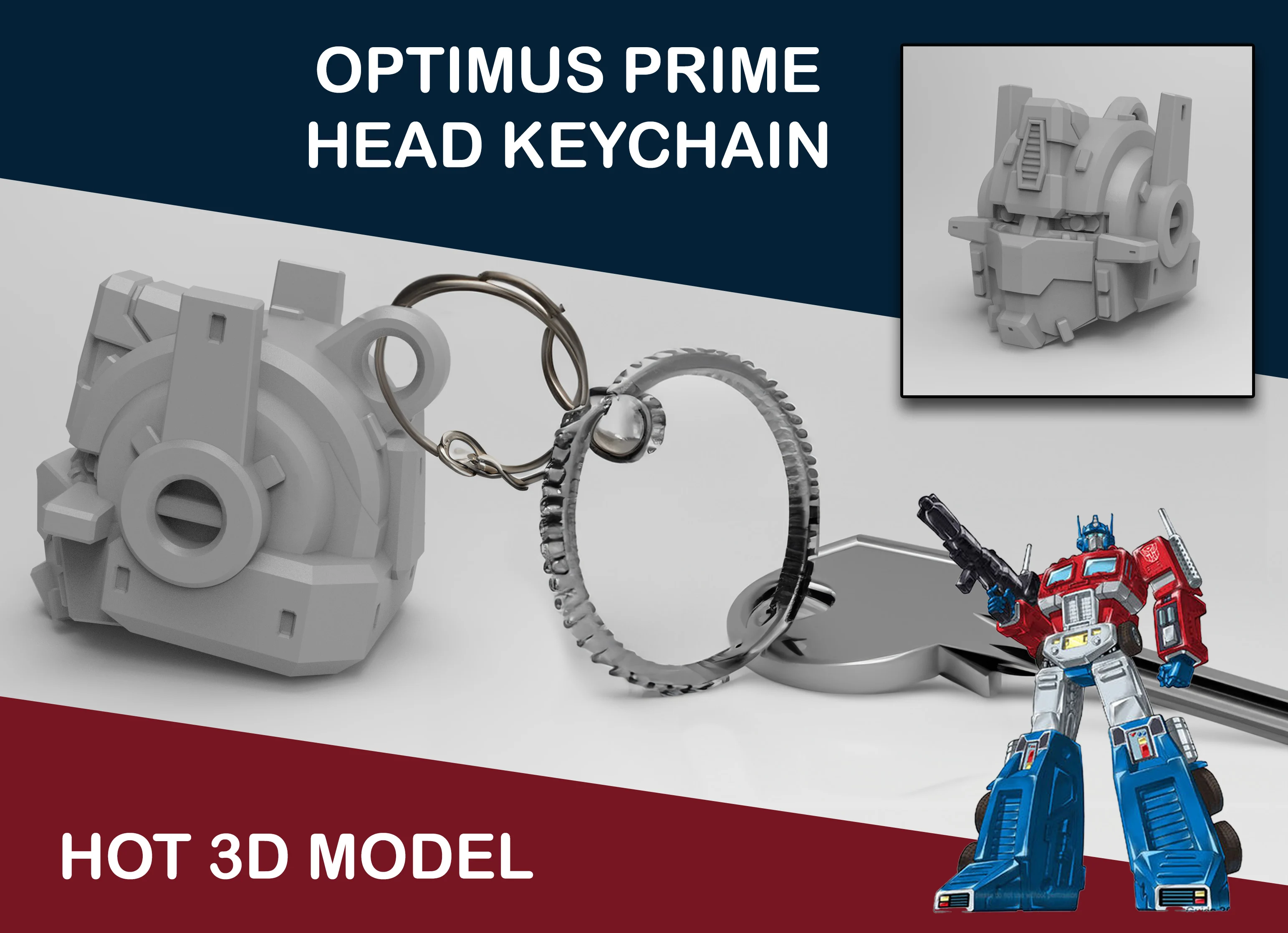 Optimus Prime Head Keychain - Perfect 3d model